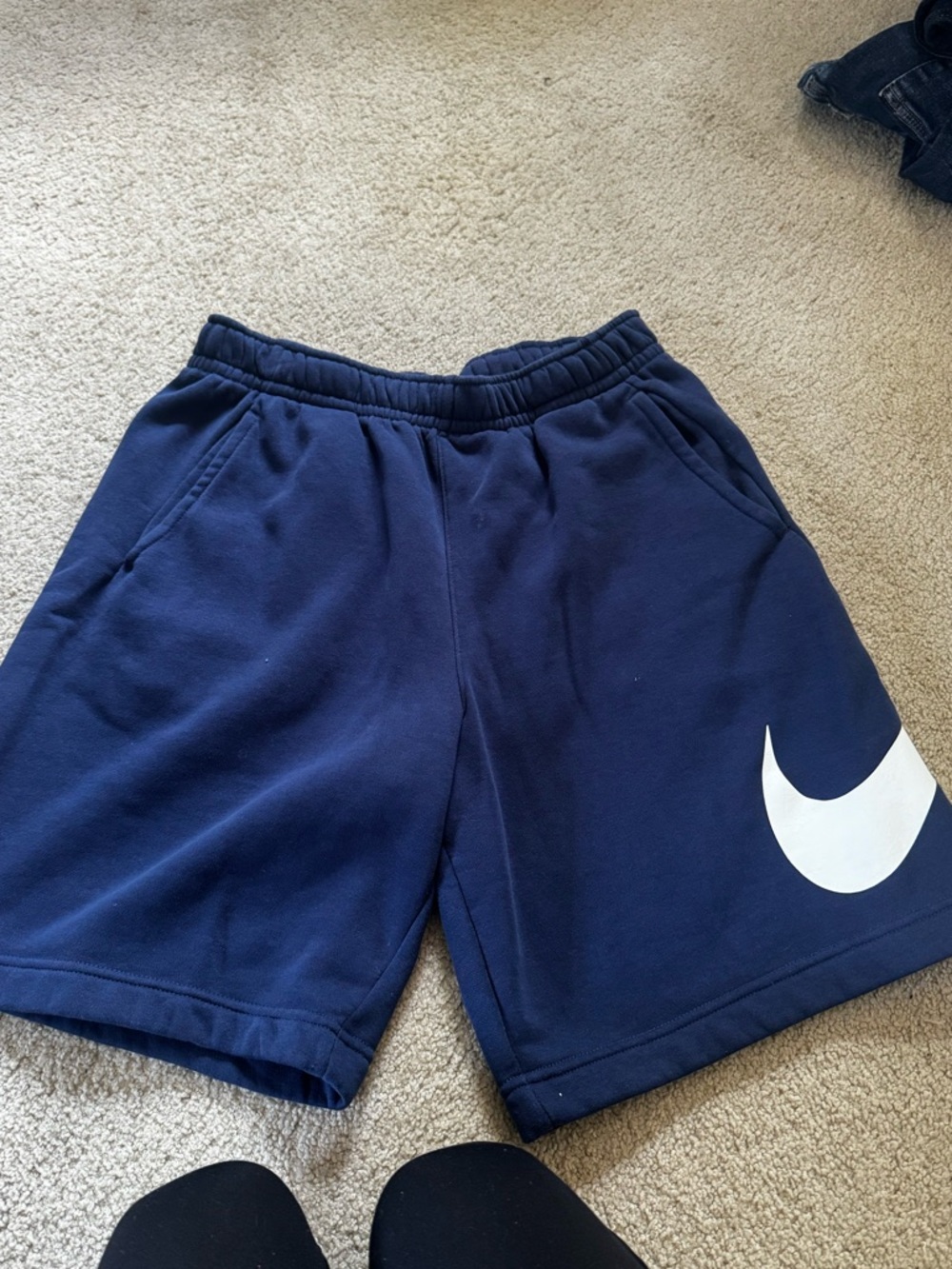 Nike Navy Athletic Shorts with White Swoosh